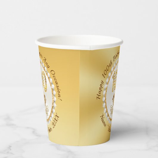 Verbluffende 100th, Gepersonaliseerde Verjaardagsp Papieren Bekers (Rechts)