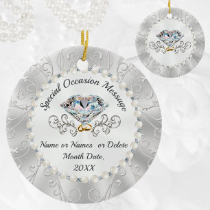 Verbluffende, 60e huwelijksjubileum ornamenten. keramisch ornament