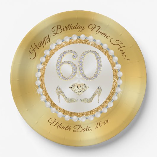 Verbluffende, 60e verjaardag papieren Borden, spec Papieren Bordje (Voorkant)