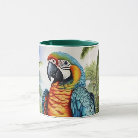 Verbluffende aangepaste Monogram Parrot Macaw Mok (Midden)