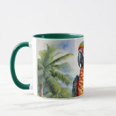 Verbluffende aangepaste Monogram Parrot Macaw Mok (Links)