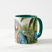 Verbluffende aangepaste Monogram Parrot Macaw Mok (Voorkant rechts)