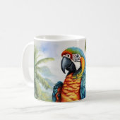 Verbluffende aangepaste Monogram Parrot Macaw Mok (Voorkant links)
