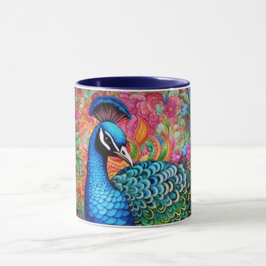 Verbluffende aangepaste Monogram Peacock Mok (Midden)