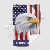 Verbluffende adelaar, de Amerikaanse vlag patriott Golfhanddoek (Insitu)