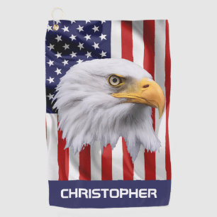 Verbluffende adelaar, de Amerikaanse vlag patriott Golfhanddoek