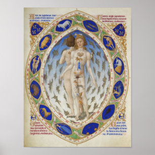 Verbluffende astrologische kaart, vintage kunst, d poster