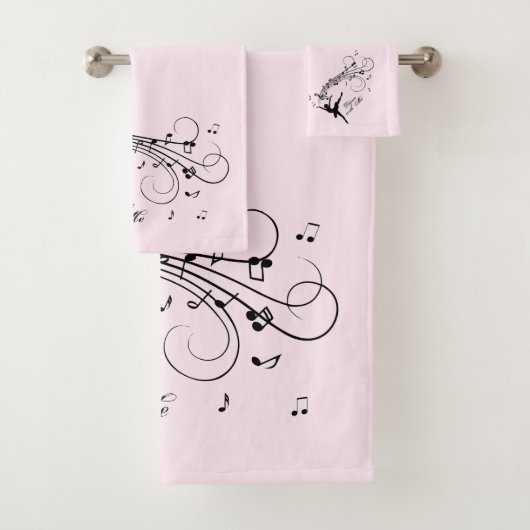 Verbluffende Ballerina Dancing met Music Pink Bad Handdoek (Insitu)