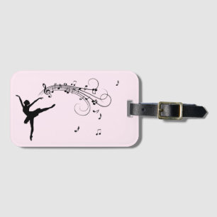 Verbluffende Ballerina Dancing met Music Pink Bagagelabel