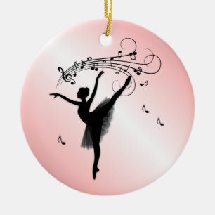 Verbluffende Ballerina Dancing met Music Pink Keramisch Ornament