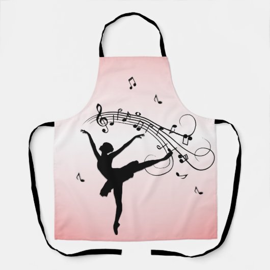 Verbluffende Ballerina Dancing met Music Pink Schort (Voorkant)