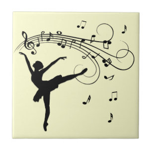 Verbluffende Ballerina Dancing met Music Yellow Tegeltje