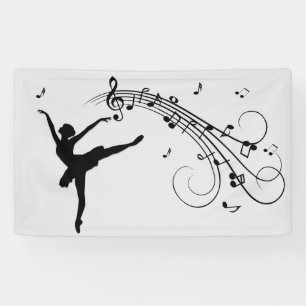 Verbluffende Ballerina Dancing met muziek Spandoek
