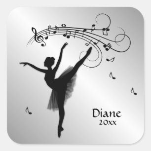 Verbluffende Ballerina Dansmet muziek Vierkante Sticker