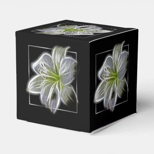 Verbluffende blanke Lily Fractal Art Black Bedankdoosjes (Achterkant)
