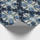 Verbluffende Blauwe Keltische Sneeuwvlokken Cadeaupapier (Hoek)