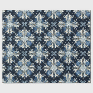 Verbluffende Blauwe Keltische Sneeuwvlokken Cadeaupapier