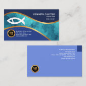 Verbluffende blauwe zeewaterduiker visitekaartje (Voorkant / Achterkant)