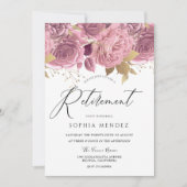 Verbluffende bleekroze Floral Gold Retirement Part Kaart (Voorkant)
