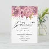 Verbluffende bleekroze Floral Gold Retirement Part Kaart (Staand voorkant)