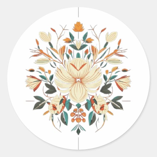 Verbluffende bloemen ronde sticker (Voorkant)