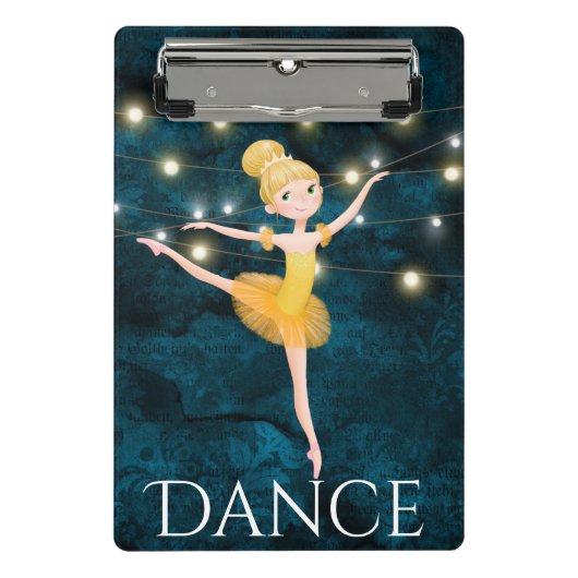 Verbluffende Blond Ballerina Blue Background en Li Mini Klembord (Voorkant)