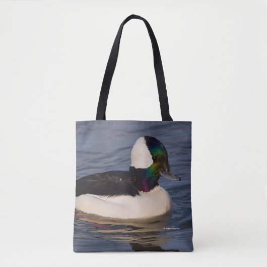 Verbluffende Bufflehead Duck zwemt voorbij Draagtas (Voorkant)