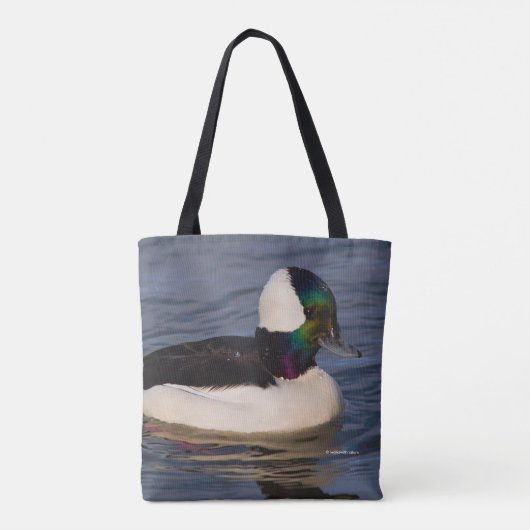 Verbluffende Bufflehead Duck zwemt voorbij Draagtas (Achterkant)