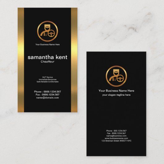 Verbluffende Elite Dual Goal Columns Black Chauffe Visitekaartje (Voorkant / Achterkant)