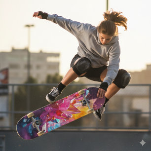 Verbluffende explosie van kleur bismut kristallen skateboard