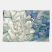 Verbluffende Georgia O'Keefe White Rose en Larkspu Theedoek (Horizontaal)