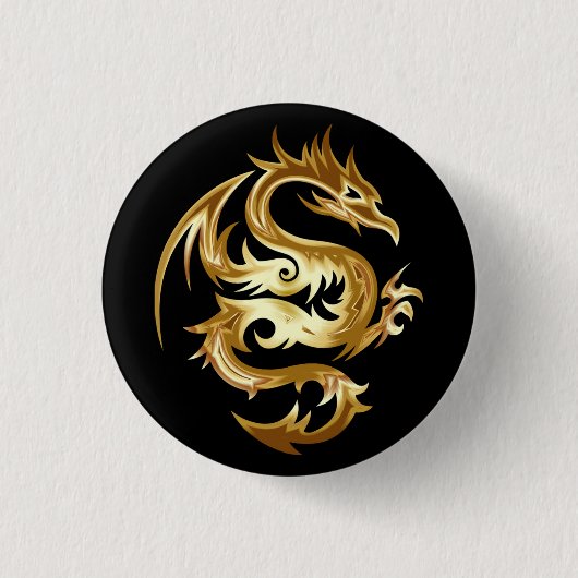 Verbluffende Gold Dragon Ronde Button 3,2 Cm (Voorkant)