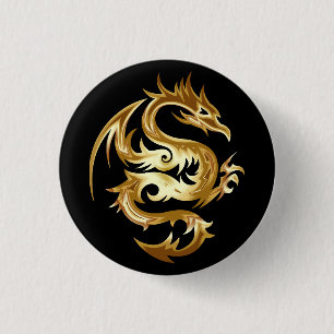 Verbluffende Gold Dragon Ronde Button 3,2 Cm