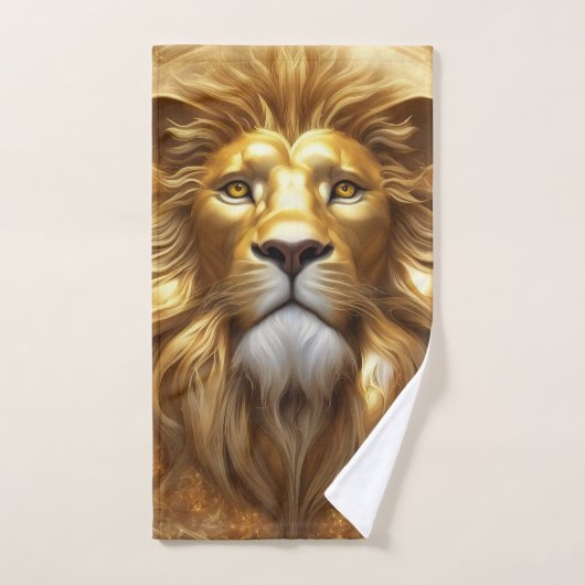 Verbluffende Gold Lion Head Bad Handdoek (Handdoek)