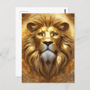 Verbluffende Gold Lion Head Briefkaart