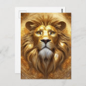 Verbluffende Gold Lion Head Briefkaart (Voorkant / Achterkant)