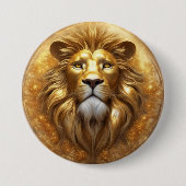 Verbluffende Gold Lion Head Ronde Button 7,6 Cm (Voorkant)