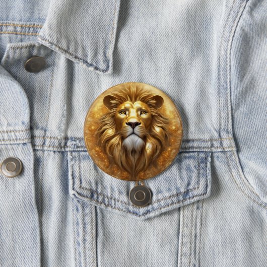 Verbluffende Gold Lion Head Ronde Button 7,6 Cm (In situ)