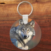 Verbluffende grijze wolf sleutelhanger (Voorkant)