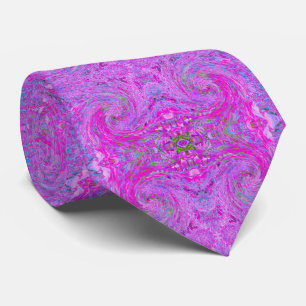Verbluffende hete roze abstract gedraaide bladgolf stropdas