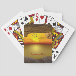 Verbluffende illustratie van Ocean Cove Sunset & B Pokerkaarten