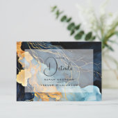 Verbluffende Indigo Blue en Gold Abstract Informatiekaartje (Staand voorkant)