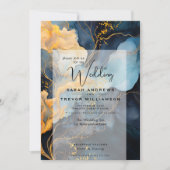 Verbluffende Indigo Blue en Gold Abstract Kaart (Voorkant)