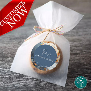 Verbluffende Indigo Blue en Gold Abstract Ronde Sticker