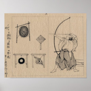 Verbluffende Japanse tekening rond 1878 Poster