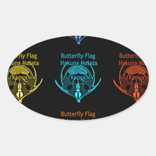 Verbluffende Keniaanse vlinder vlag typografie Ele Ovale Sticker