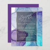 Verbluffende Lila Aqua Liquid Abstracte Ink (Voorkant / Achterkant)