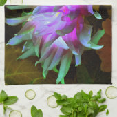 Verbluffende magenta en Lime Green Cactus Dahlia Theedoek (Gevouwen)