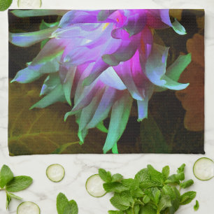 Verbluffende magenta en Lime Green Cactus Dahlia Theedoek