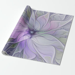 Verbluffende moderne abstracte fractale kunst bloe cadeaupapier